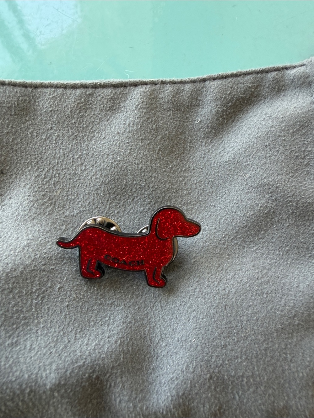 Coach Red Glitter Dachshund Enamel Pin